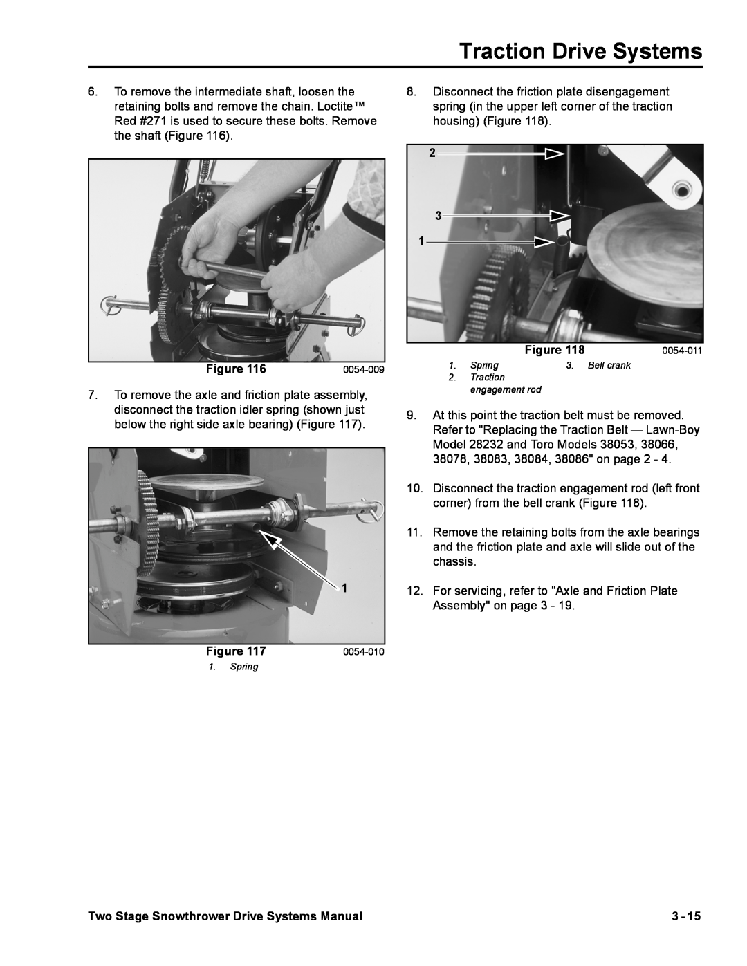 Toro 38065, 38080 manual Traction Drive Systems, Two Stage Snowthrower Drive Systems Manual, Bell crank 