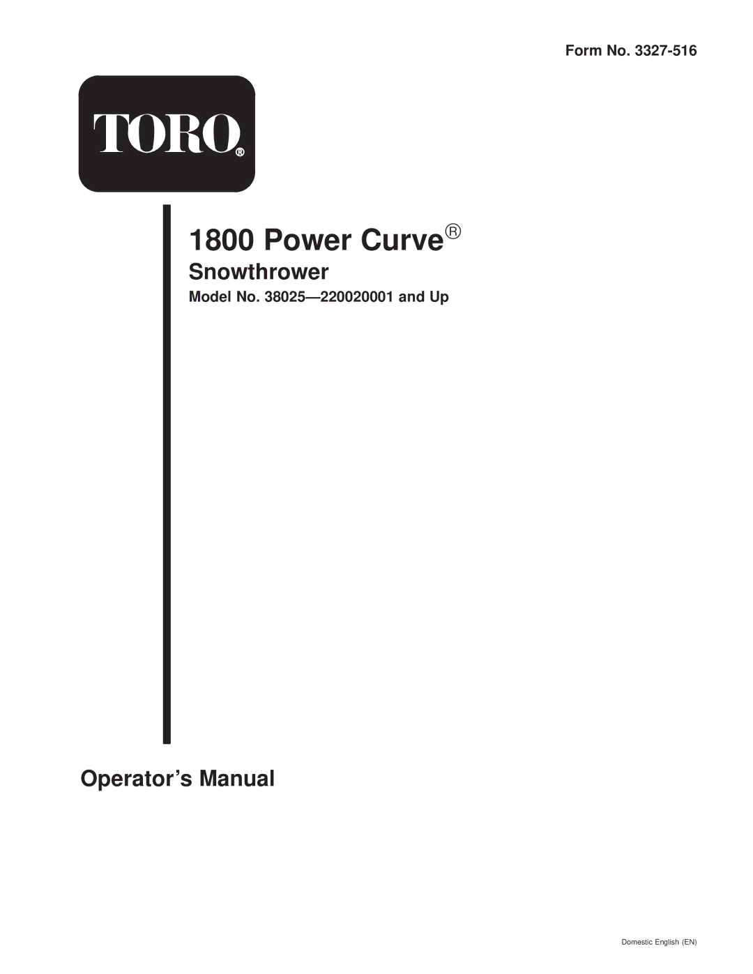 Toro 3.80E+13 manual Power Curve 