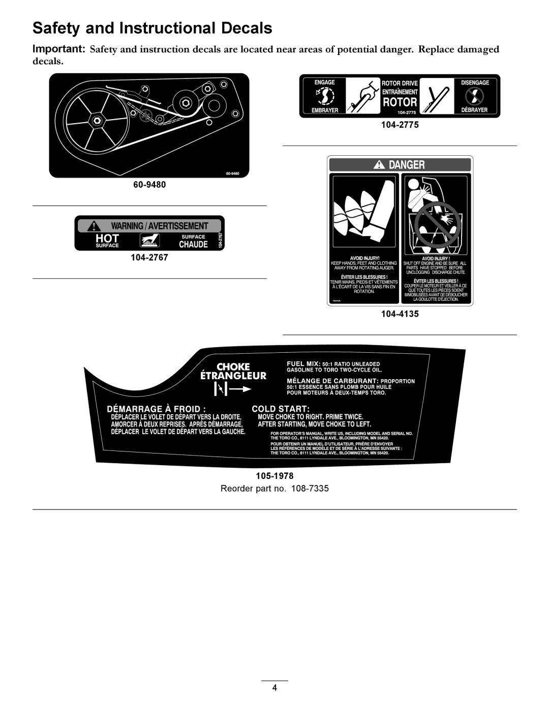 Toro 38515 owner manual Safety and Instructional Decals 