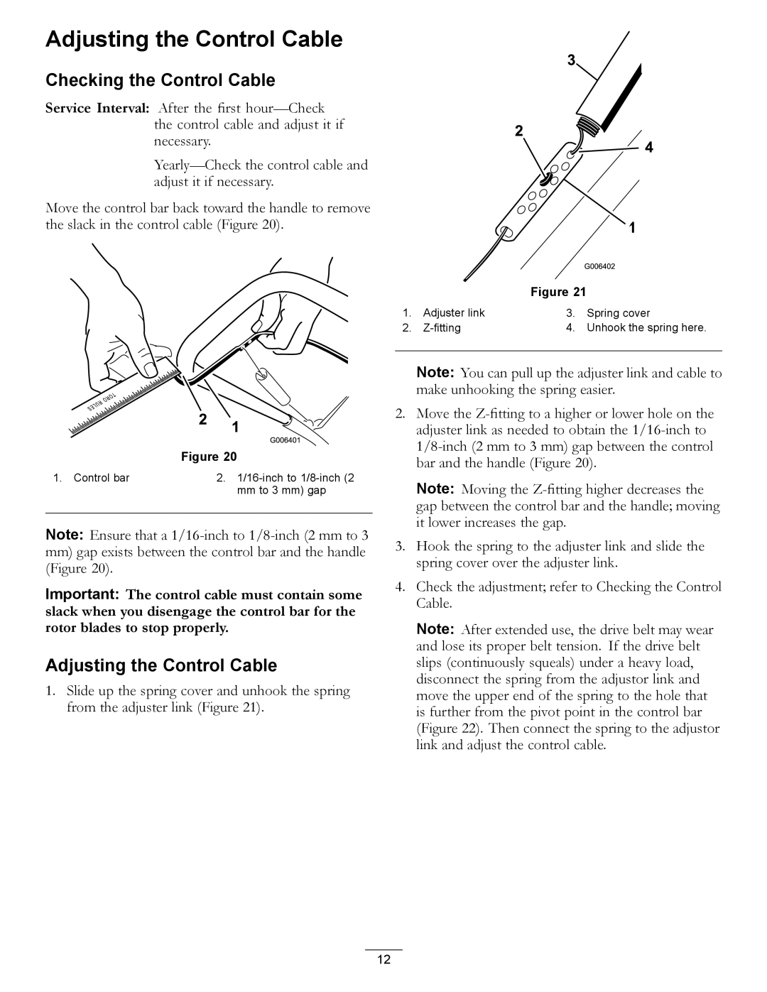 Toro 38584, 38583 owner manual Checking the Control Cable 