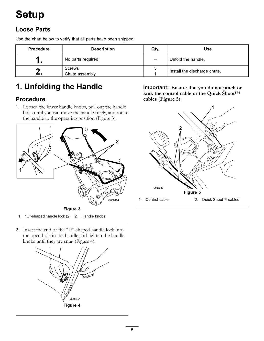 Toro 38583, 38584 owner manual Setup, Unfolding the Handle 