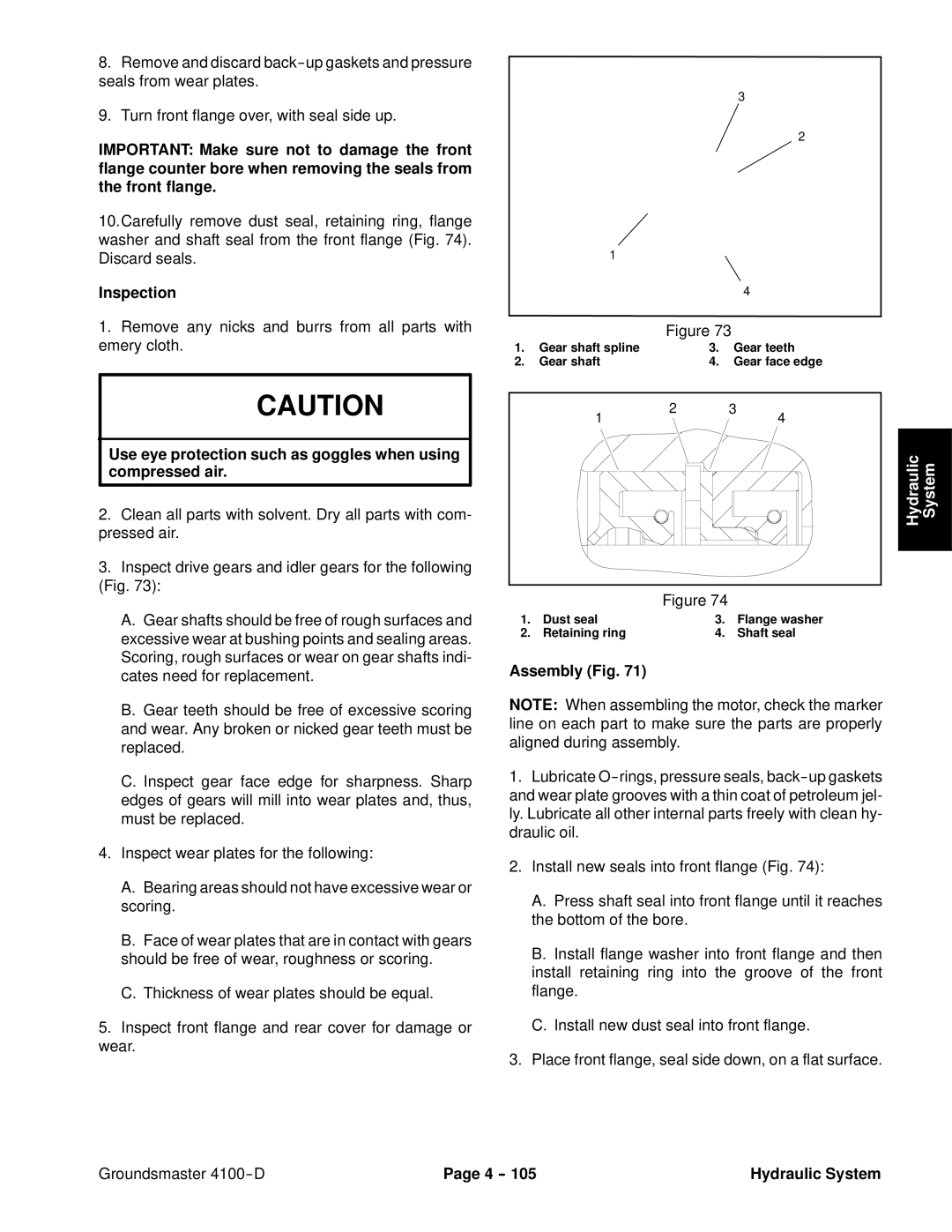 Toro 4100-D service manual Remove any nicks and burrs from all parts with emery cloth 