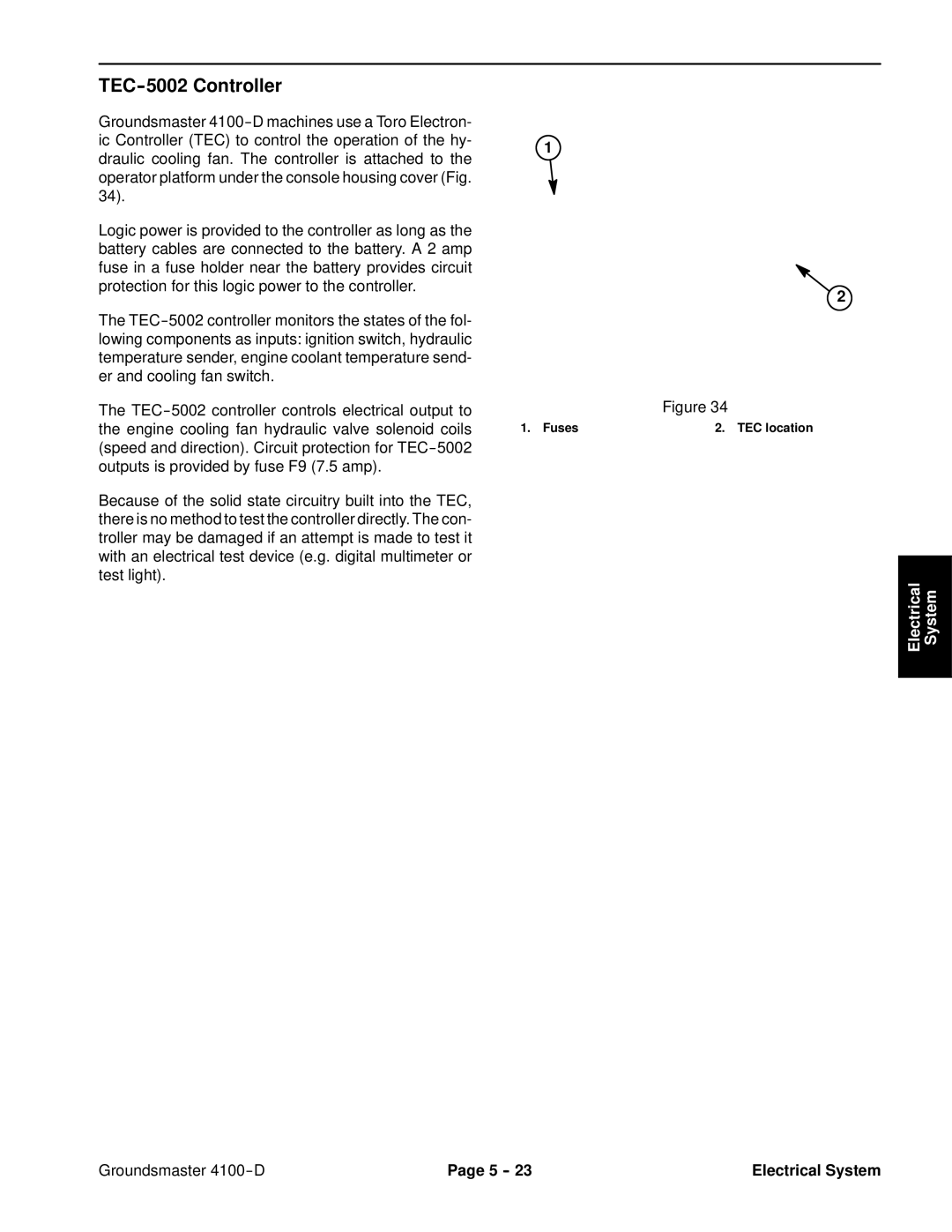 Toro 4100-D service manual TEC-5002 Controller 