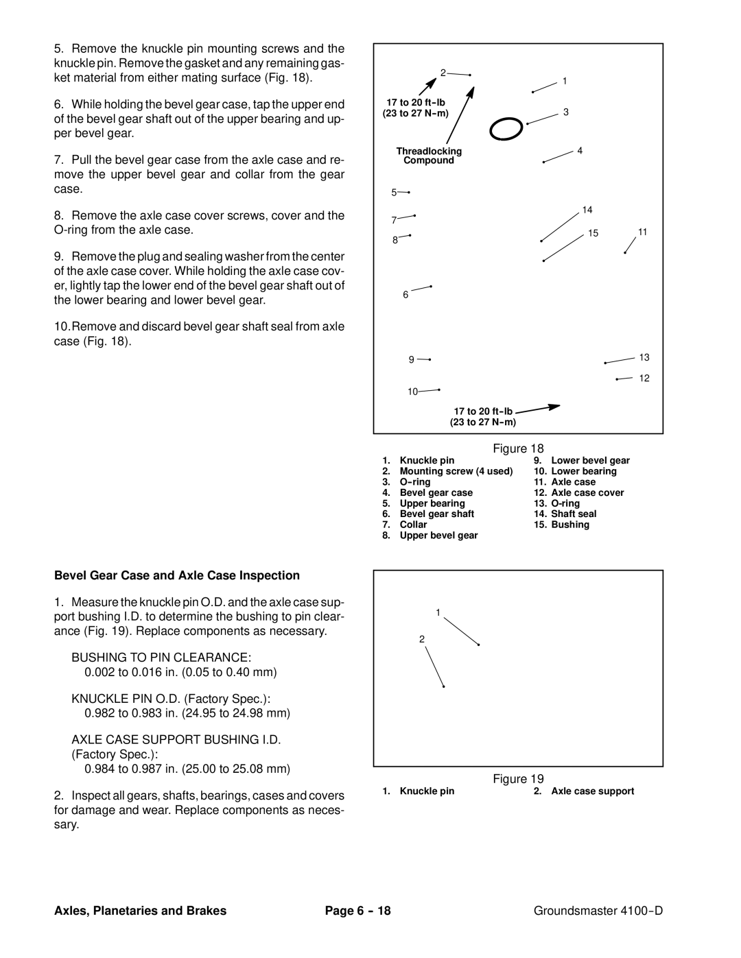 Toro 4100-D service manual Bevel Gear Case and Axle Case Inspection 