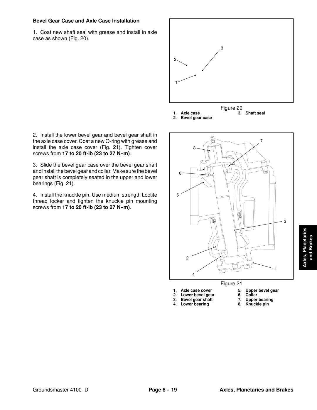 Toro 4100-D service manual Bevel Gear Case and Axle Case Installation 