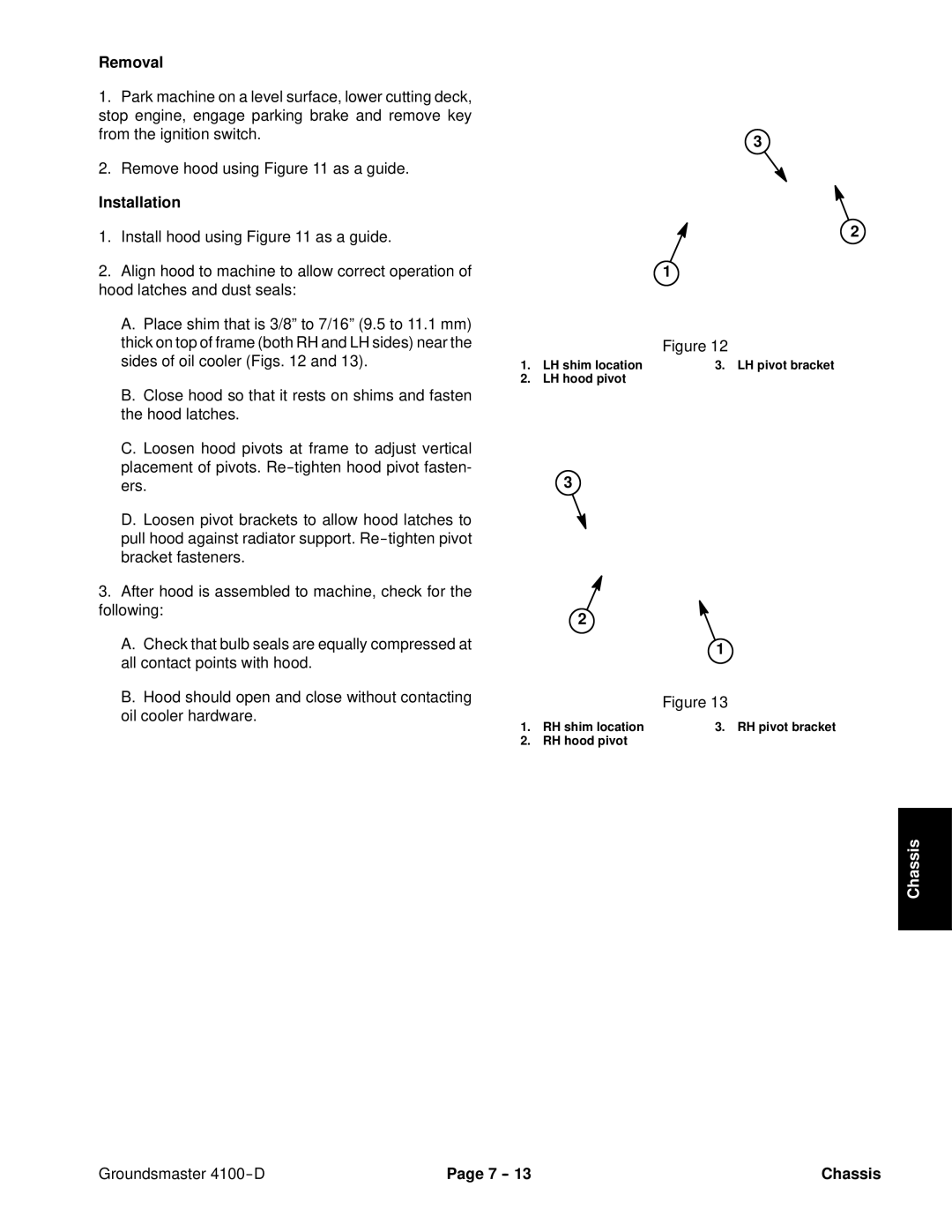 Toro 4100-D service manual Removal 