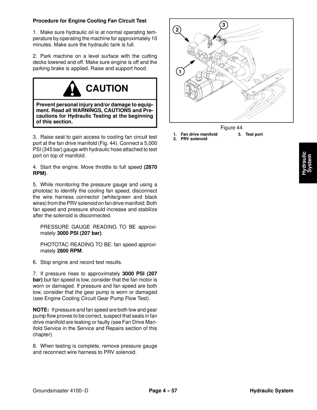 Toro 4100-D service manual Procedure for Engine Cooling Fan Circuit Test 