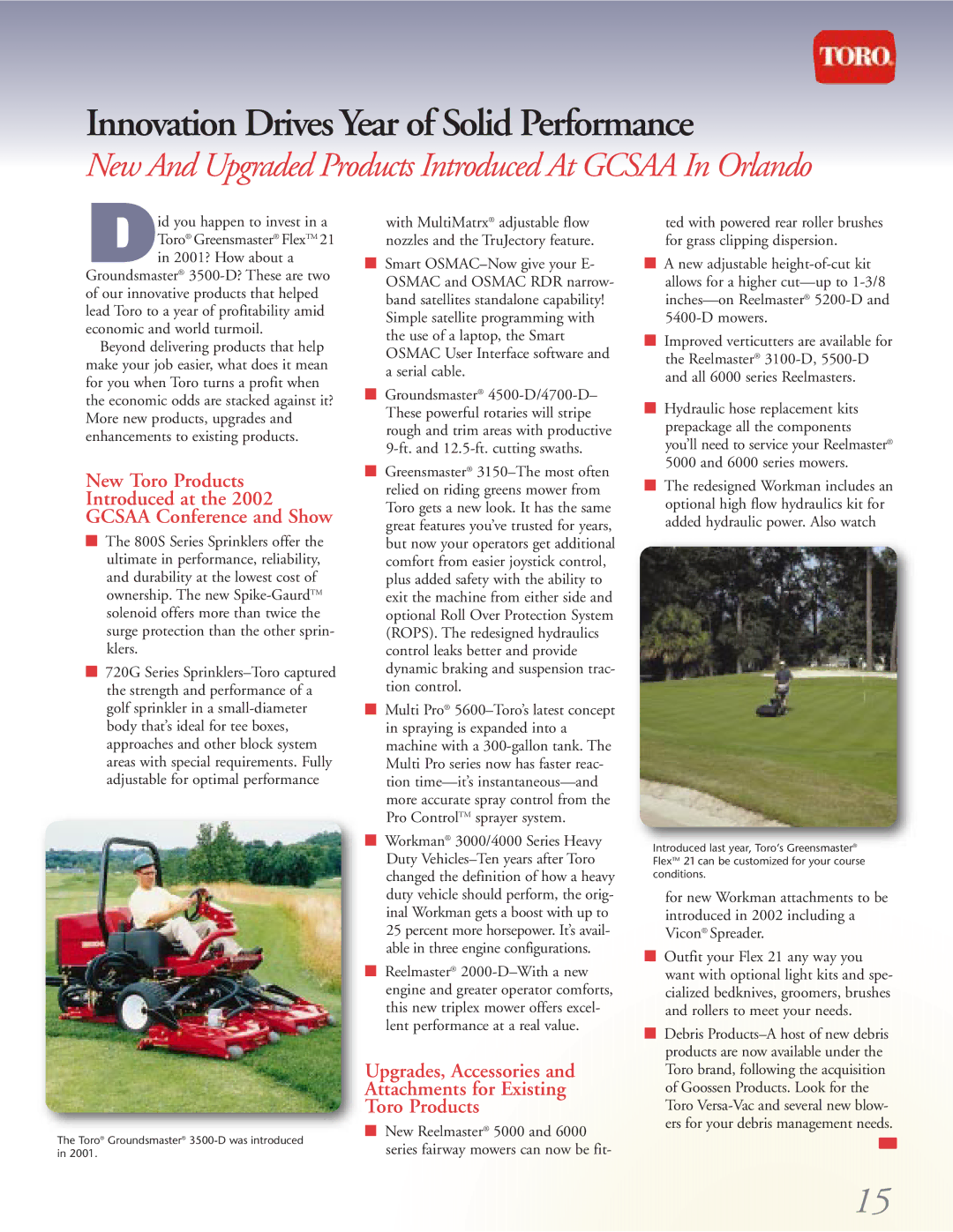 Toro 4500-D manual New Toro Products Introduced at Gcsaa Conference and Show 