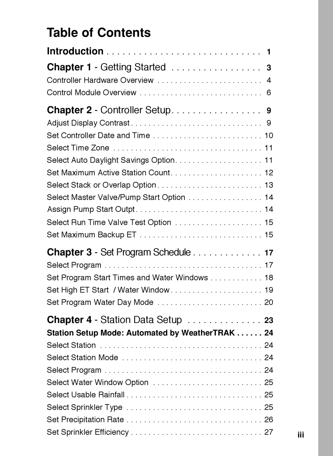 Toro 12, 48, 24, 36 manual Table of Contents 