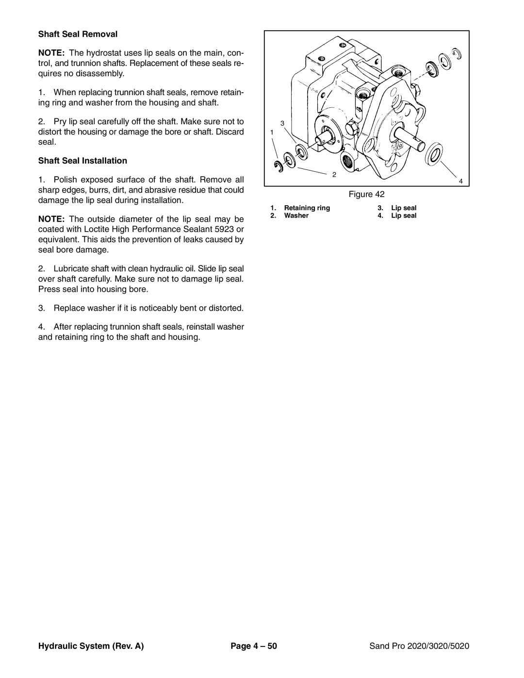 Toro 2020, 5020, 3020 service manual Shaft Seal Removal, Shaft Seal Installation 