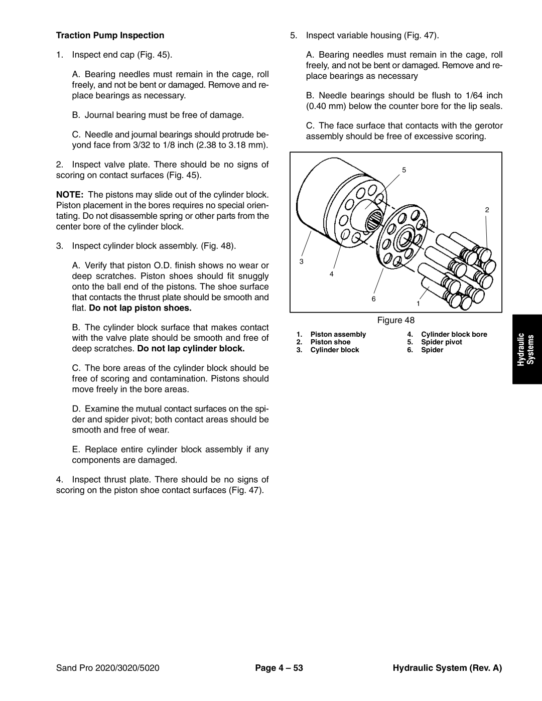 Toro 2020, 5020, 3020 service manual Traction Pump Inspection 