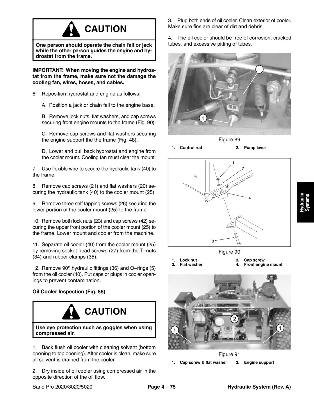 Toro 3020, 5020, 2020 service manual Control rod Pump lever Lock nut Cap screw Flat washer 