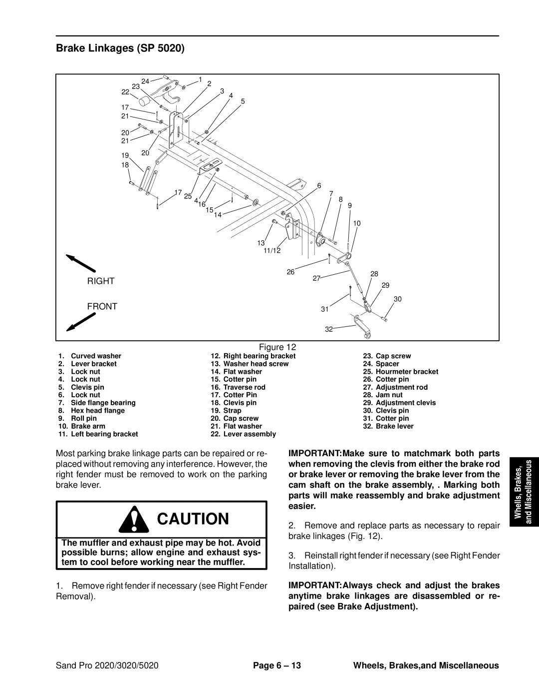 Toro 2020, 5020, 3020 service manual Brake Linkages SP 