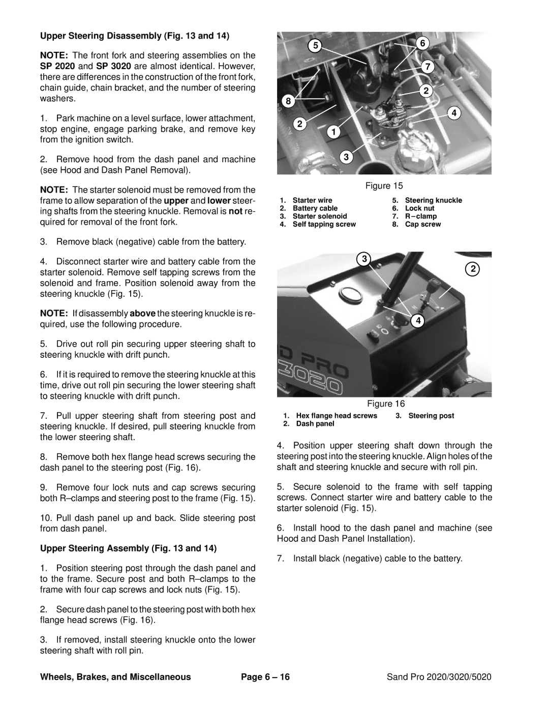 Toro 2020, 5020, 3020 service manual Upper Steering Disassembly, Upper Steering Assembly 