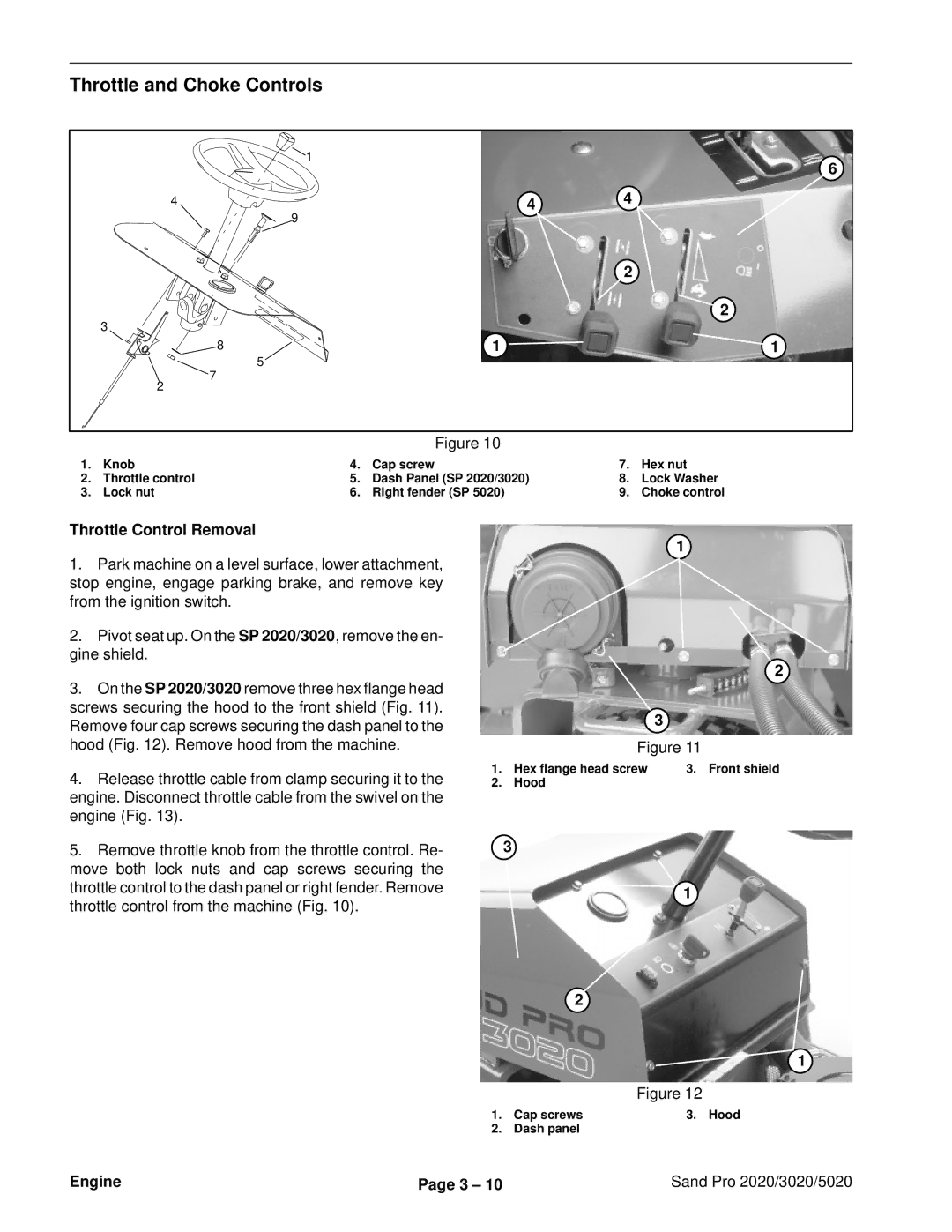 Toro 5020, 2020, 3020 service manual Throttle and Choke Controls, Throttle Control Removal 