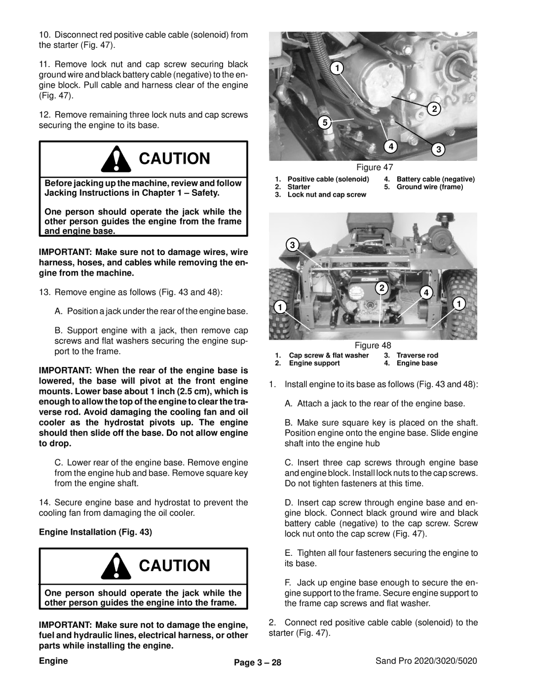 Toro 5020, 2020, 3020 service manual Positive cable solenoid 