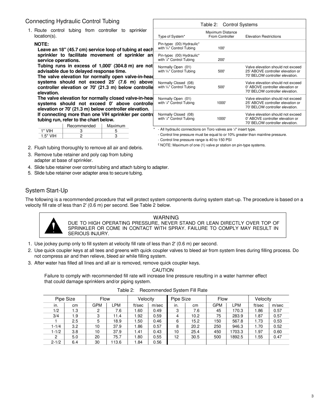 Toro 730 specifications Connecting Hydraulic Control Tubing, System Start-Up, Control Systems 