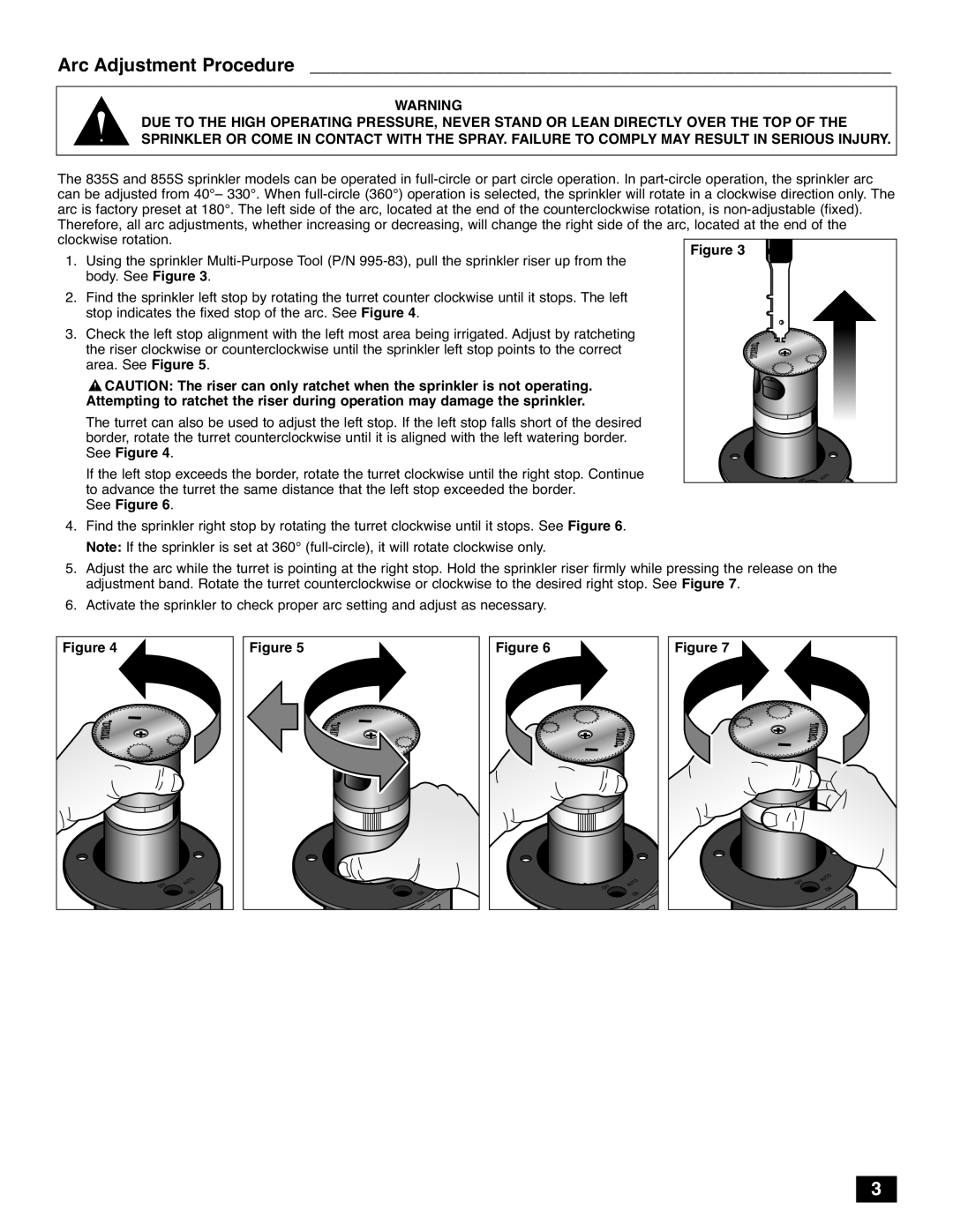 Toro 855S, 835S manual Arc Adjustment Procedure, See Figure 