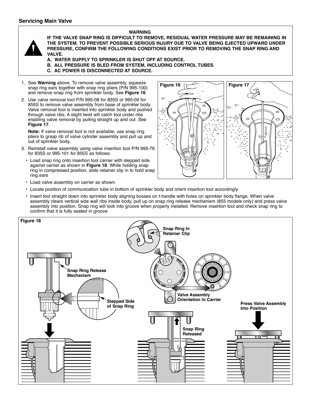 Toro 835S, 855S manual Servicing Main Valve 