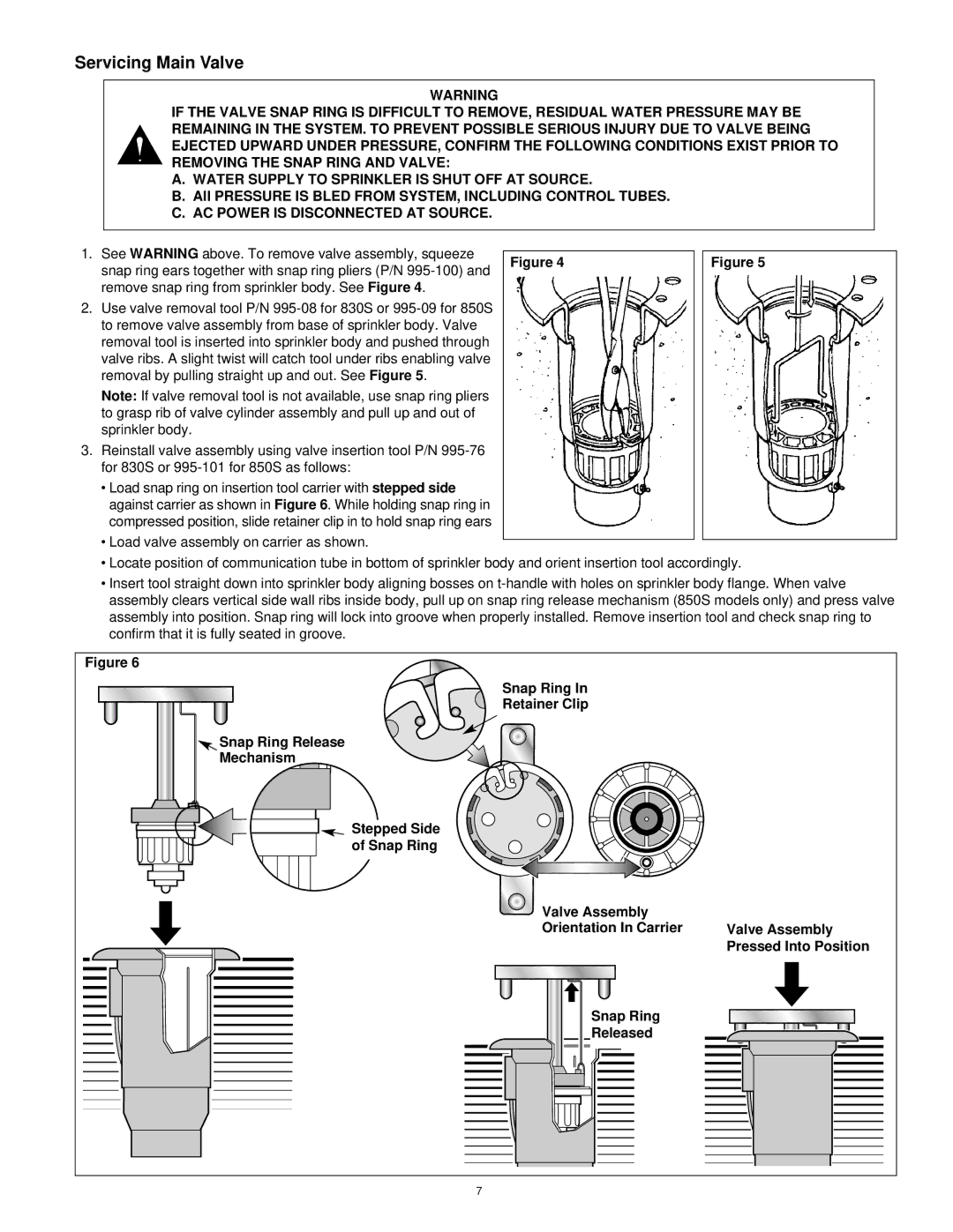 Toro 830S, 850S specifications Servicing Main Valve, All Pressure is Bled from SYSTEM, Including Control Tubes 