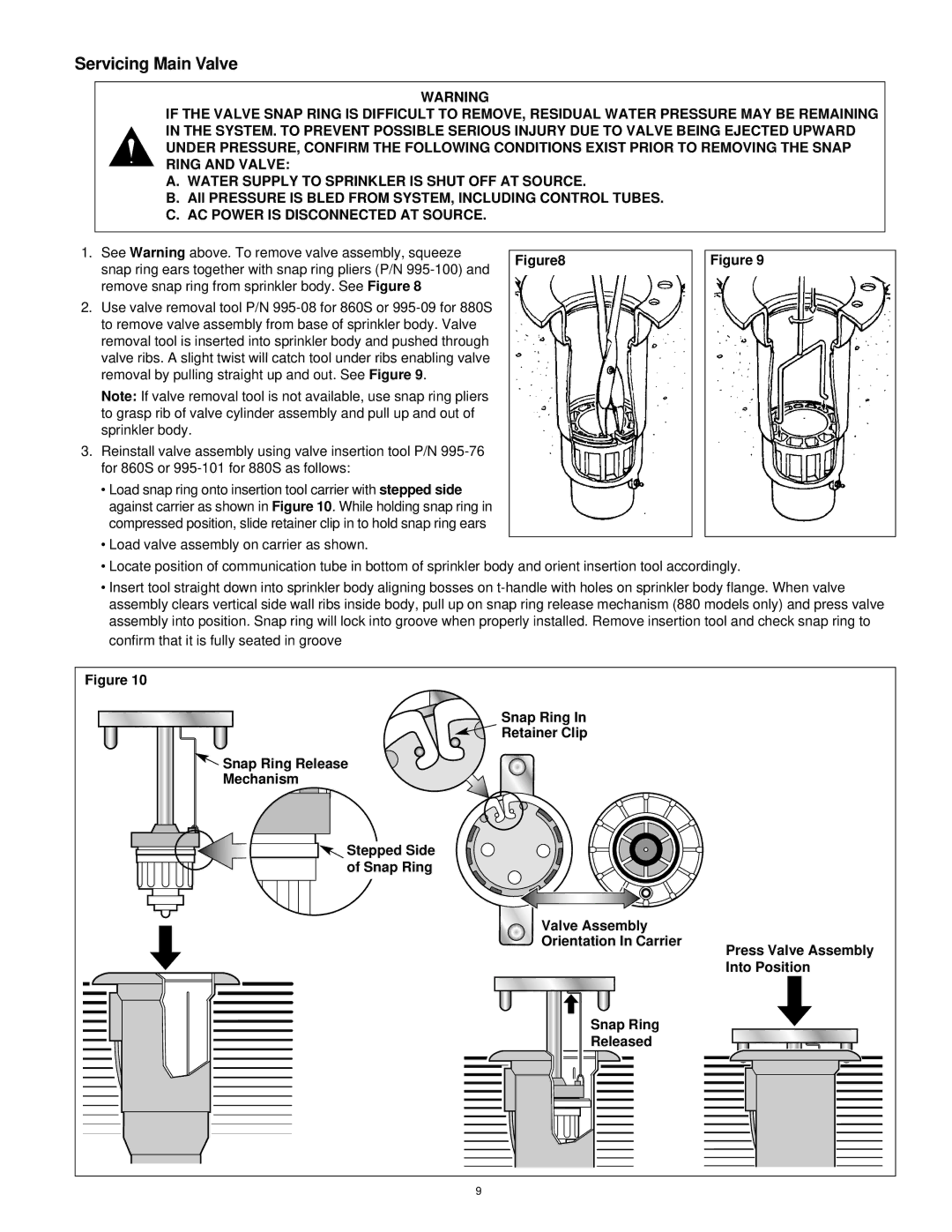 Toro 860S, 880S specifications Servicing Main Valve, AC Power is Disconnected AT Source 