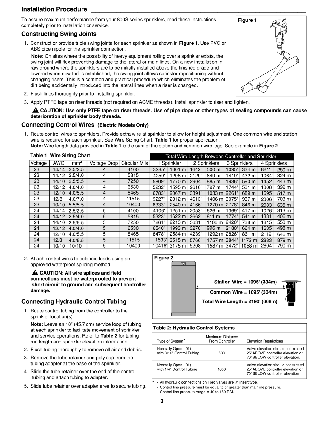 Toro DT34, DT54 Installation Procedure, Constructing Swing Joints, Connecting Control Wires Electric Models Only 