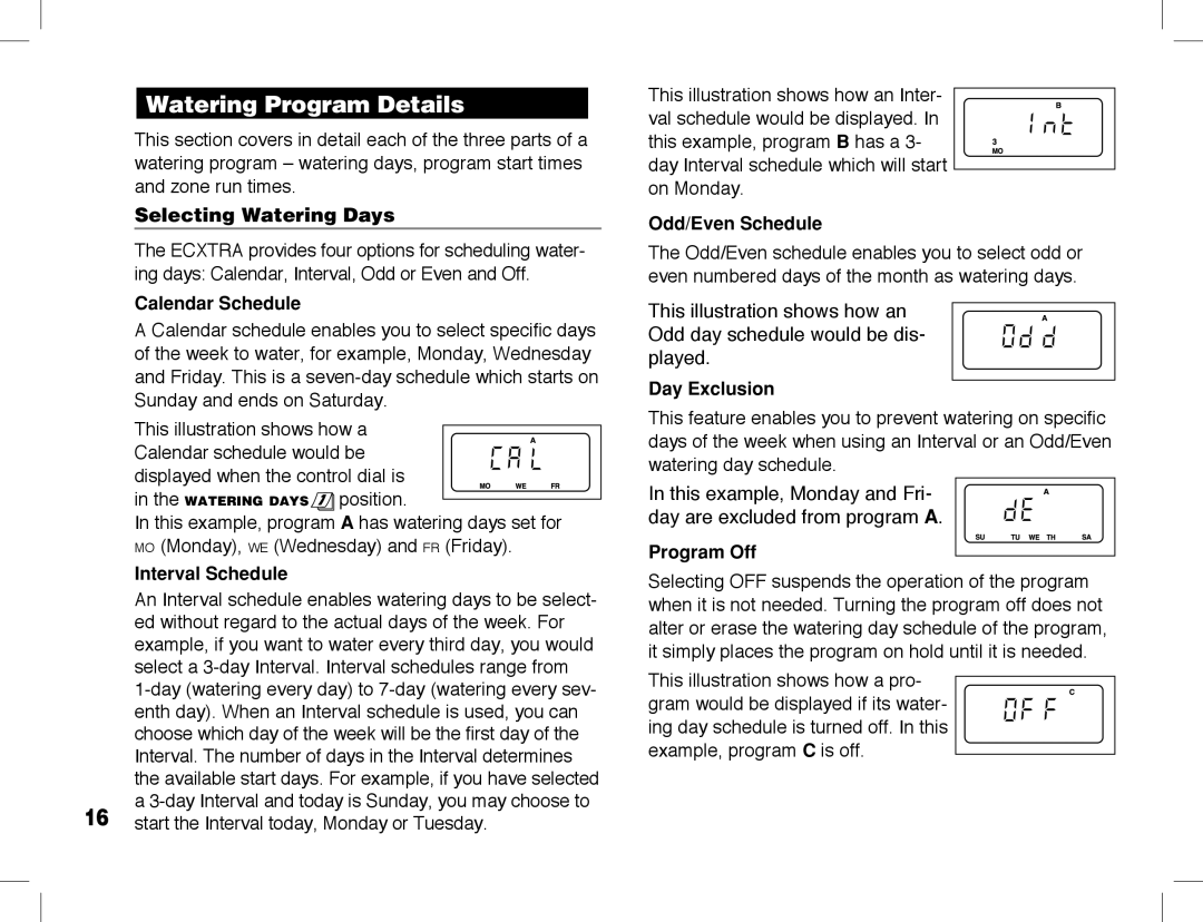 Toro ECXTRA manual Watering Program Details 