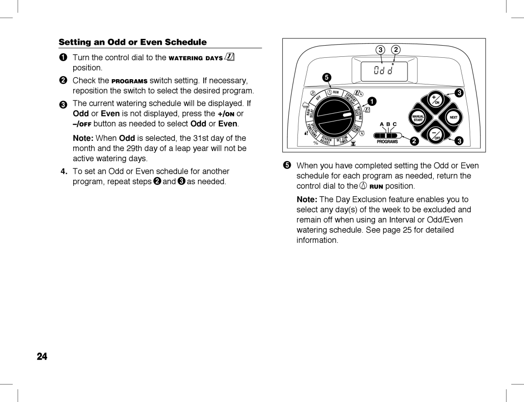 Toro ECXTRA manual Setting an Odd or Even Schedule 