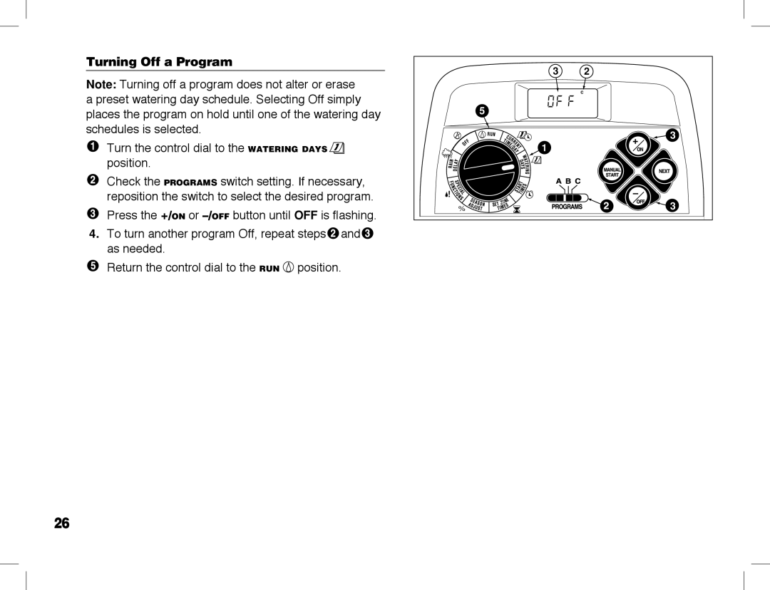 Toro ECXTRA manual Turning Off a Program 