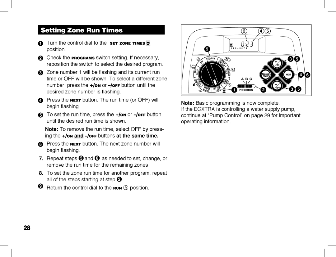 Toro ECXTRA manual Setting Zone Run Times 