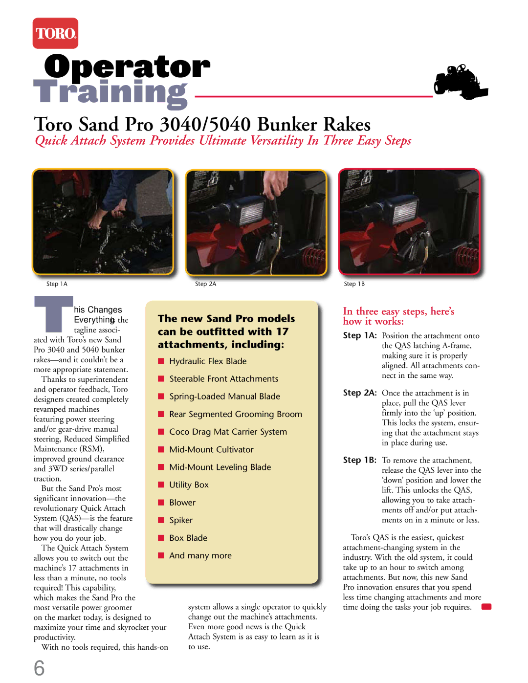 Toro NO. 12 manual Training, Three easy steps, here’s how it works 