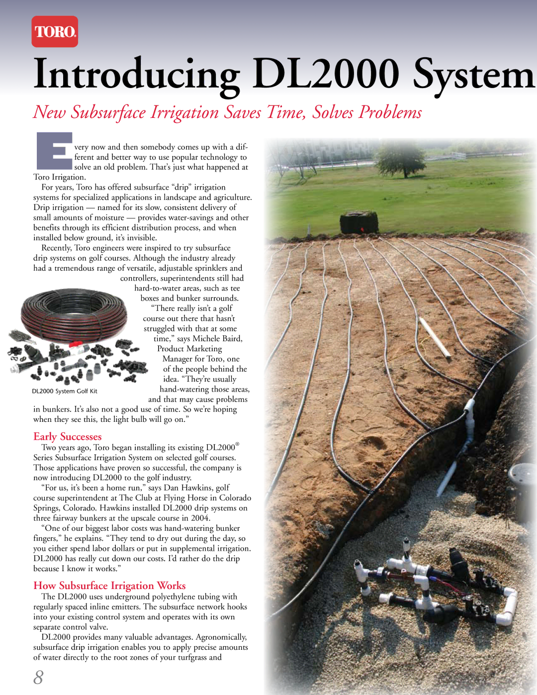 Toro NO. 12 manual New Subsurface Irrigation Saves Time, Solves Problems, Early Successes, How Subsurface Irrigation Works 