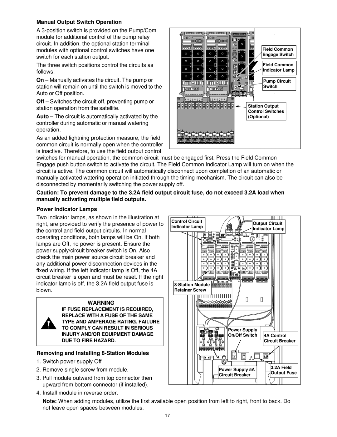 Toro Plus Series Satellite specifications Manual Output Switch Operation, Power Indicator Lamps 