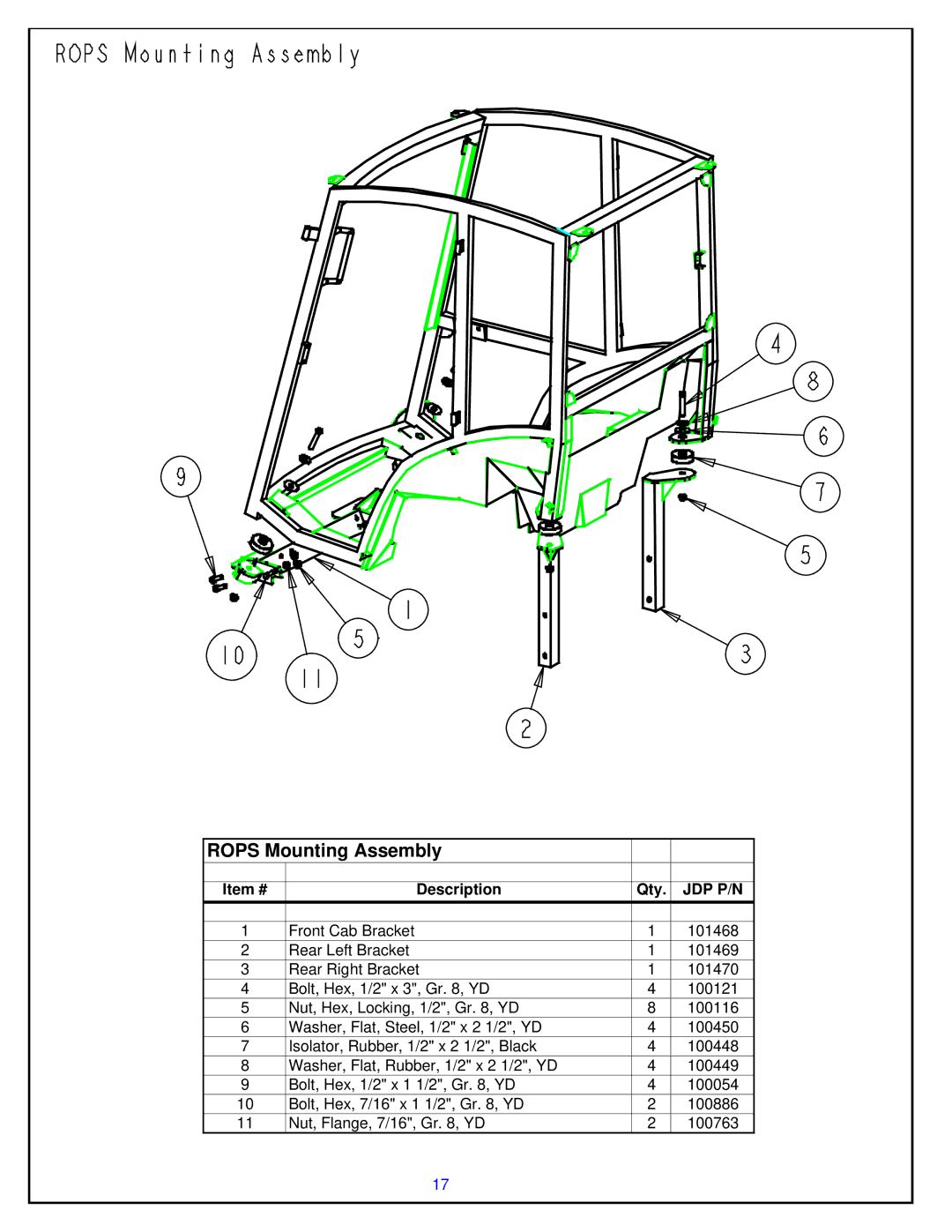 Toro 30391, ROPS HARD CAB manual Rops Mounting Assembly 