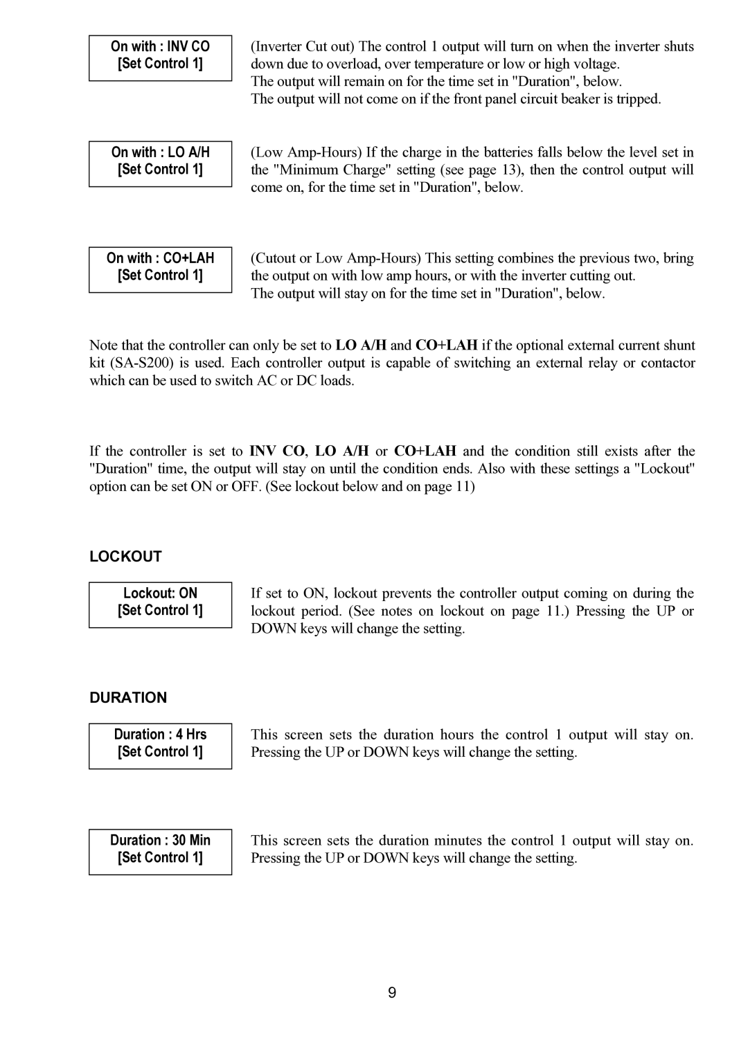 Toro SA41 owner manual Lockout, Duration 