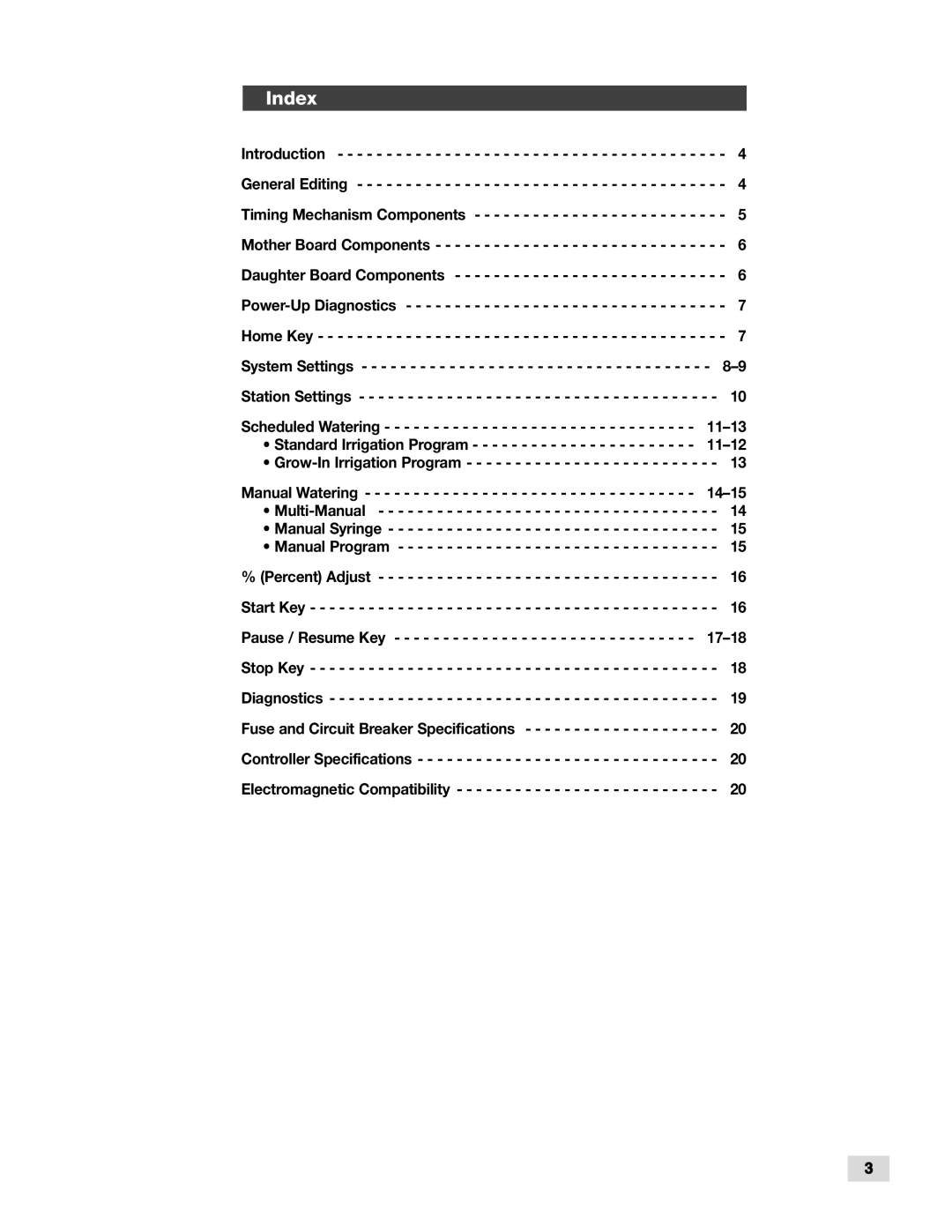 Toro TDC-100/200 manual Index 