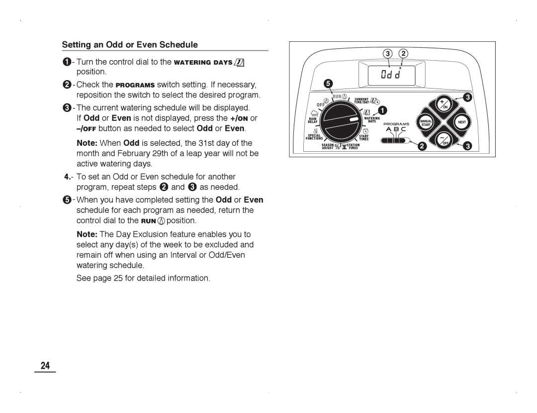 Toro TMC-212 manual Setting an Odd or Even Schedule 