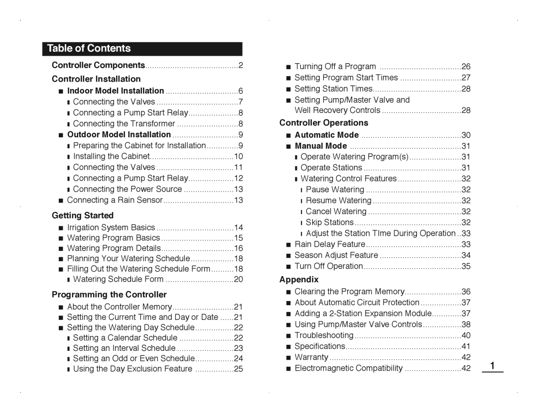 Toro TMC-212 manual Table of Contents 