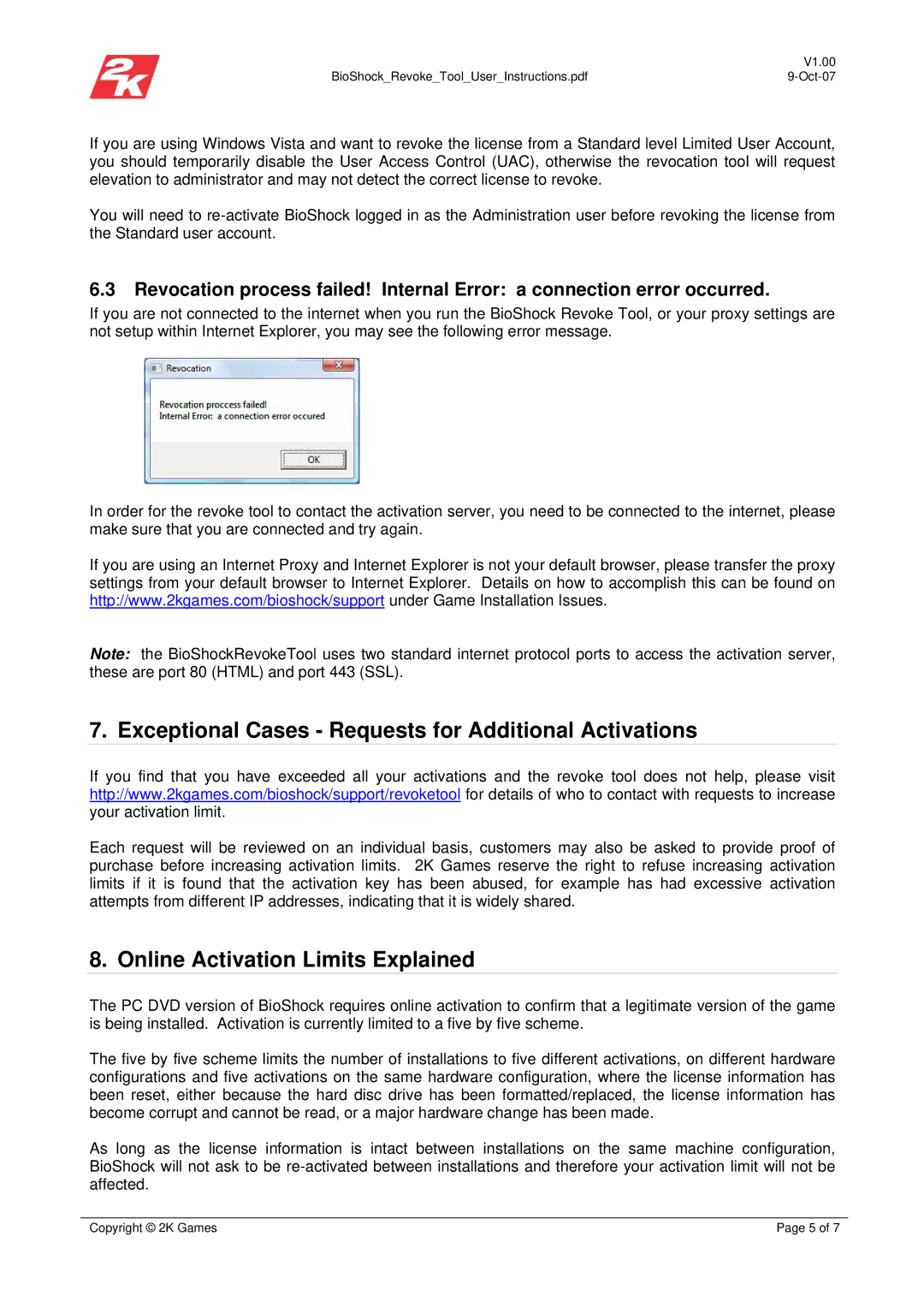 Toro V1.00 manual Exceptional Cases Requests for Additional Activations, Online Activation Limits Explained 