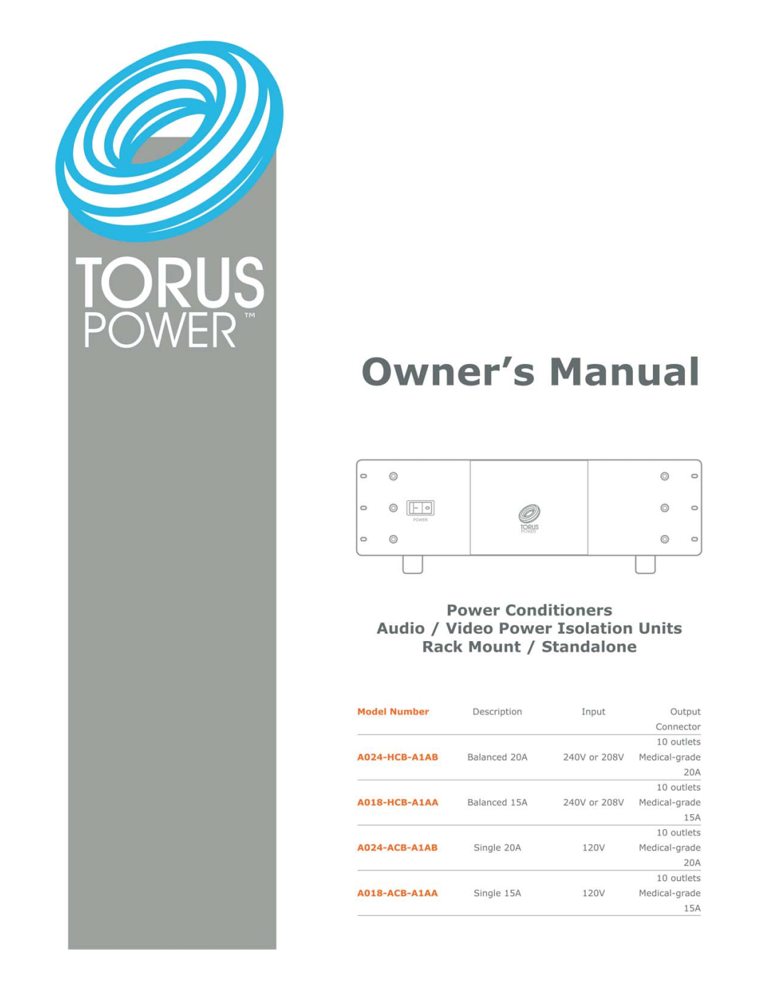 Torus Power A024-HCB-A1AB manual 