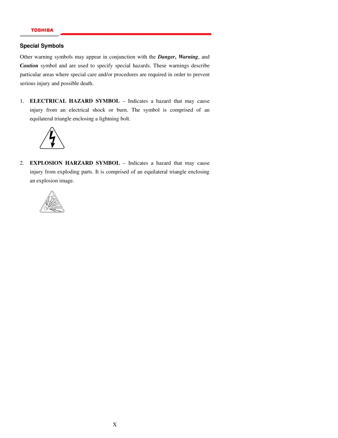 Toshiba 1000 Series manual Special Symbols 