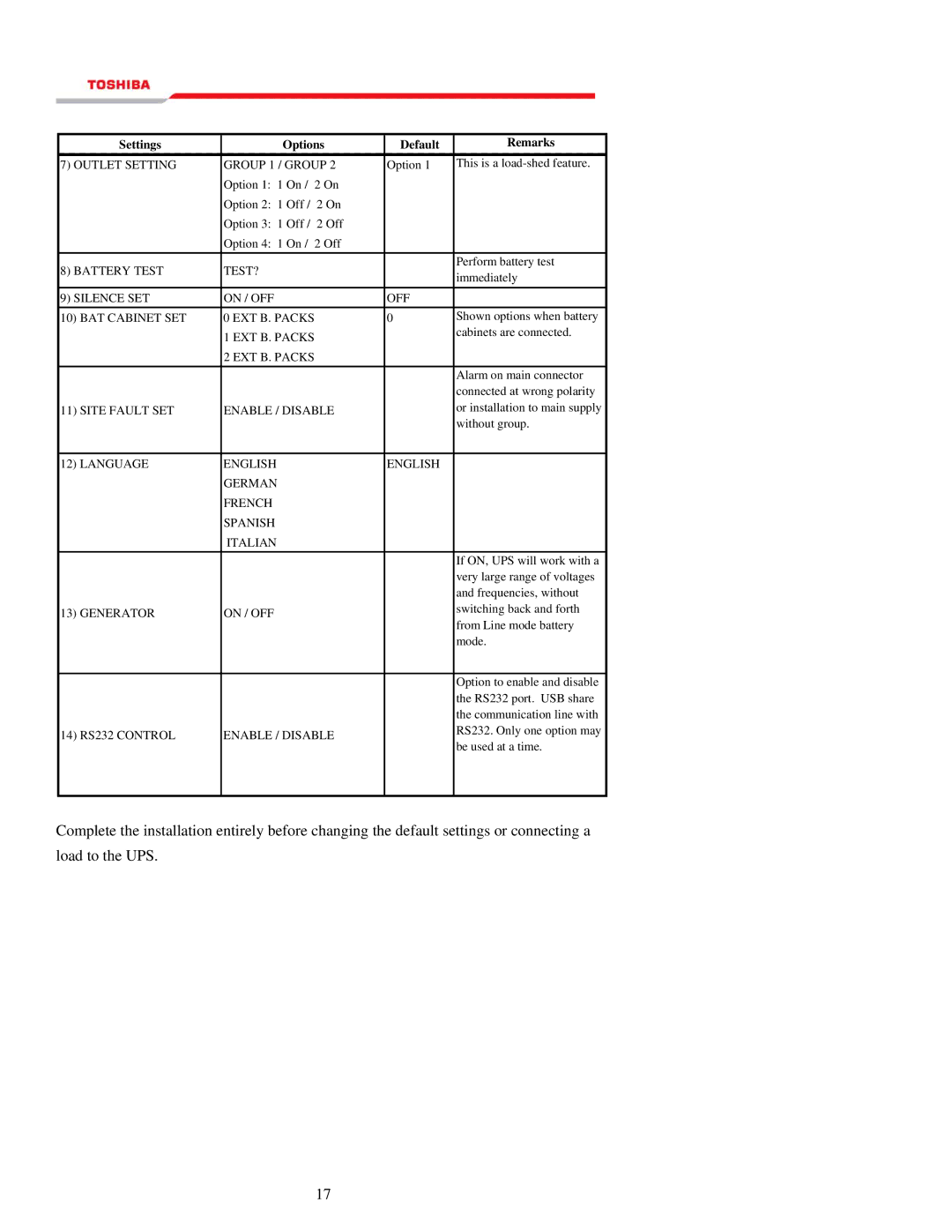 Toshiba 1000 Series manual Battery Test TEST? 