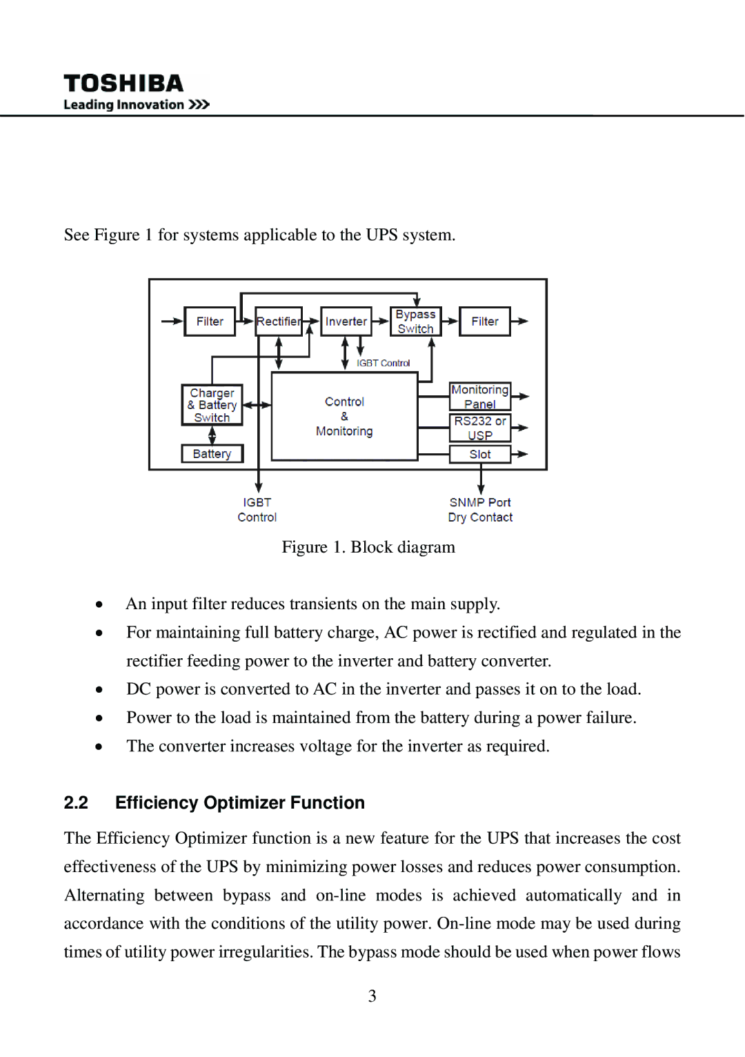 Toshiba 1000 user manual Efficiency Optimizer Function 