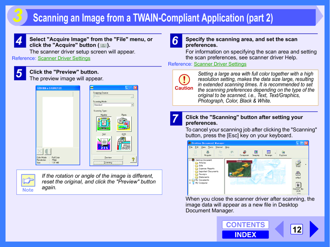 Toshiba 120 manual Click the Preview button. The preview image will appear 