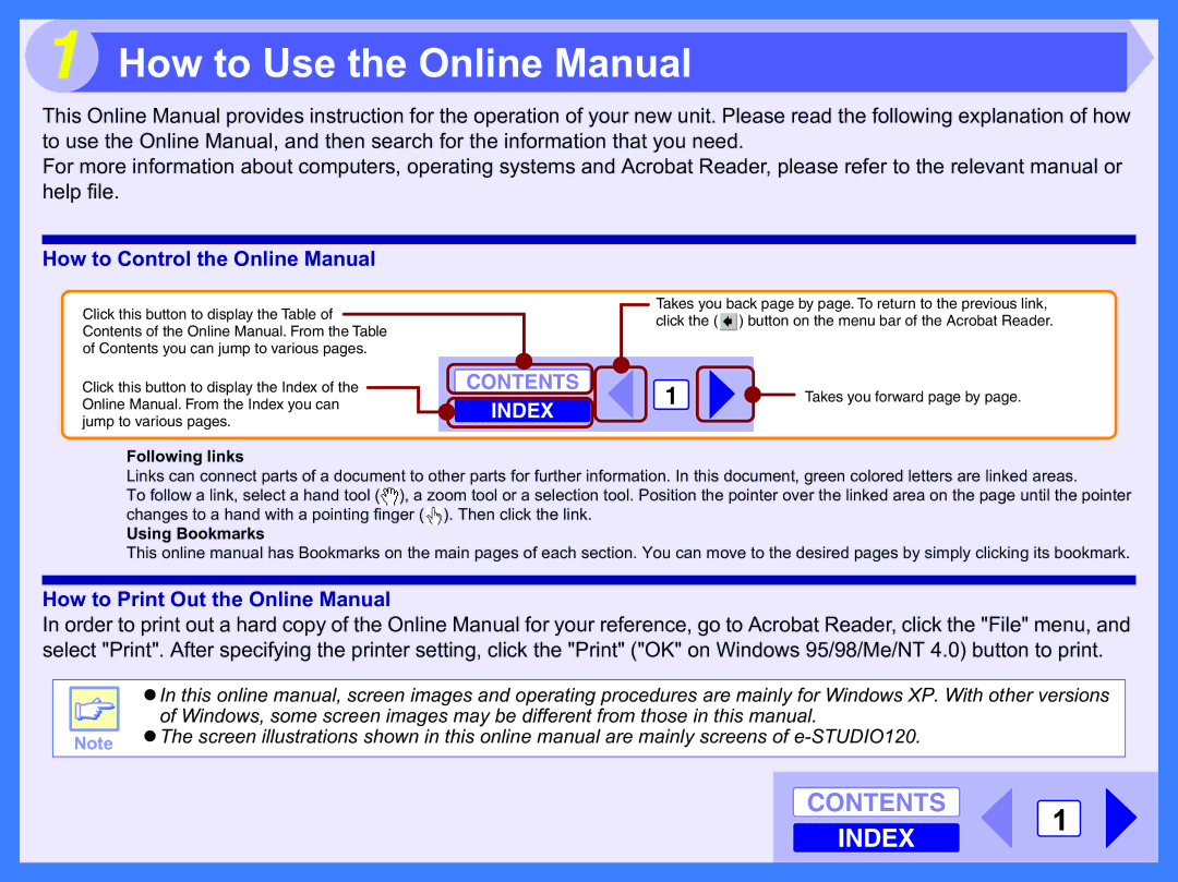 Toshiba 120 manual How to Use the Online Manual, How to Control the Online Manual, How to Print Out the Online Manual 