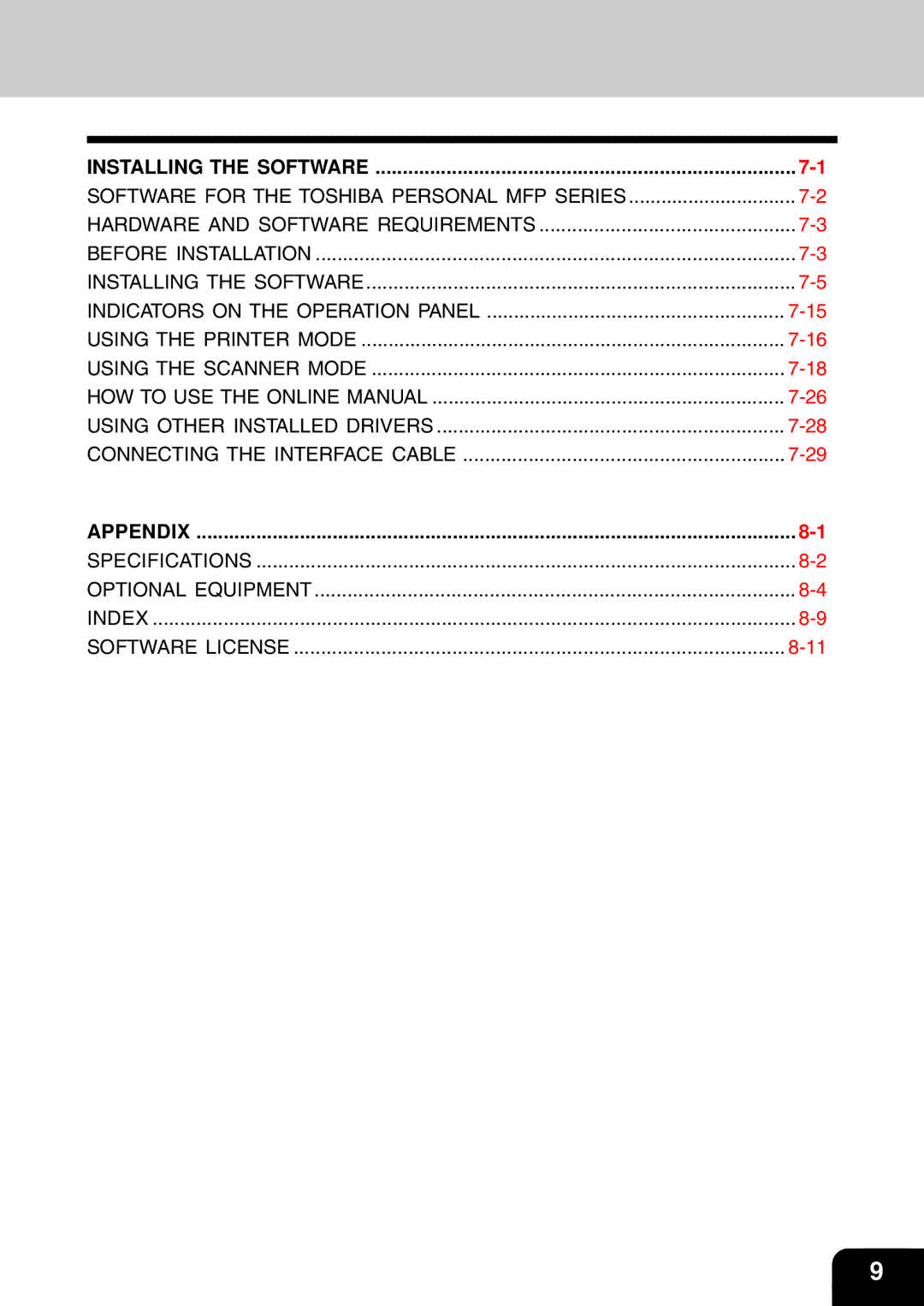 Toshiba 120/150 manual Appendix 