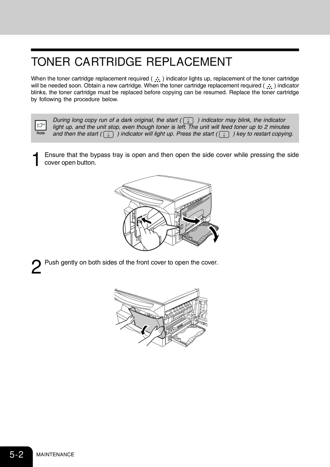 Toshiba 120/150 manual Toner Cartridge Replacement 