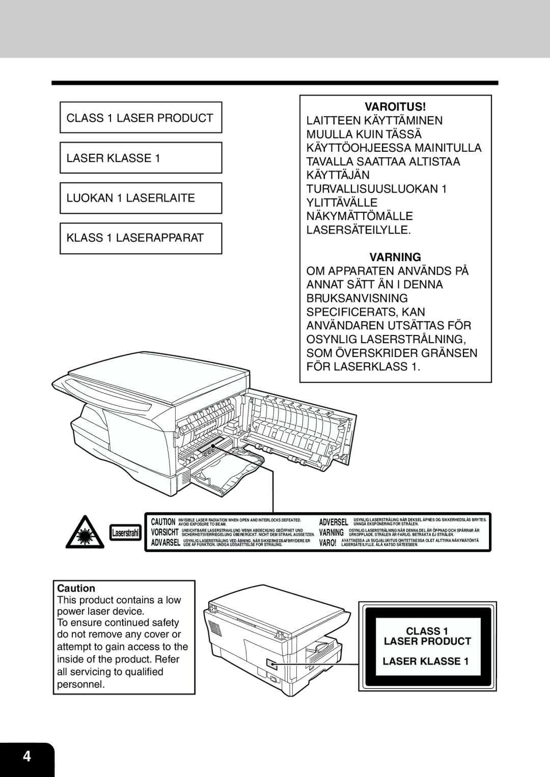 Toshiba 120/150 manual Varoitus 