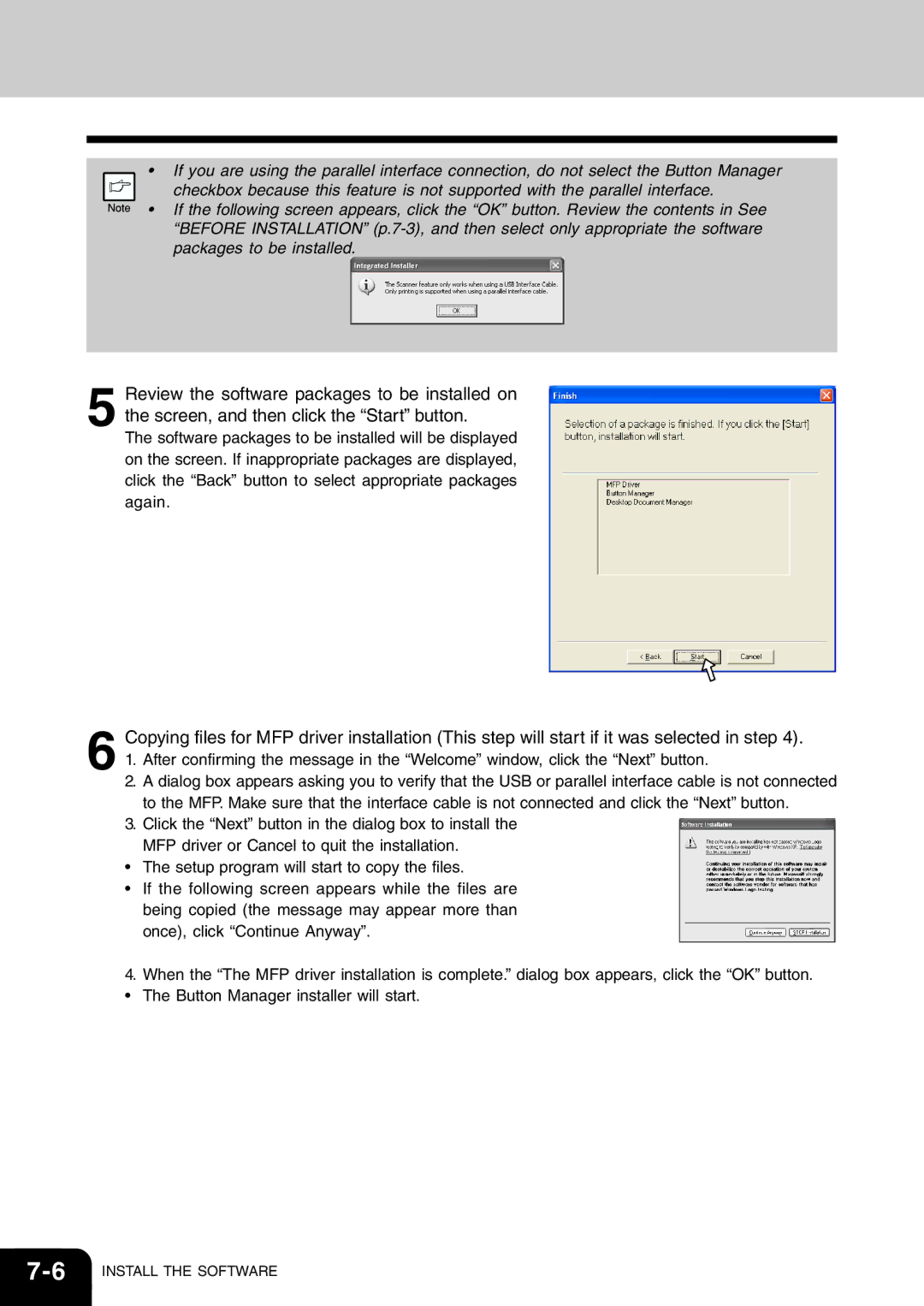 Toshiba 120/150 manual Install the Software 