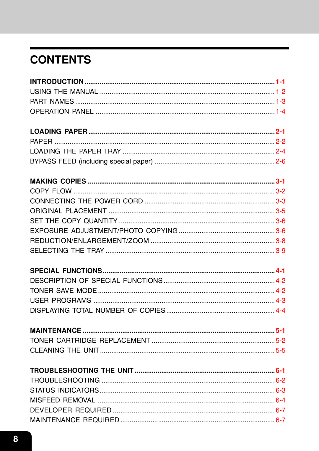 Toshiba 120/150 manual Contents 